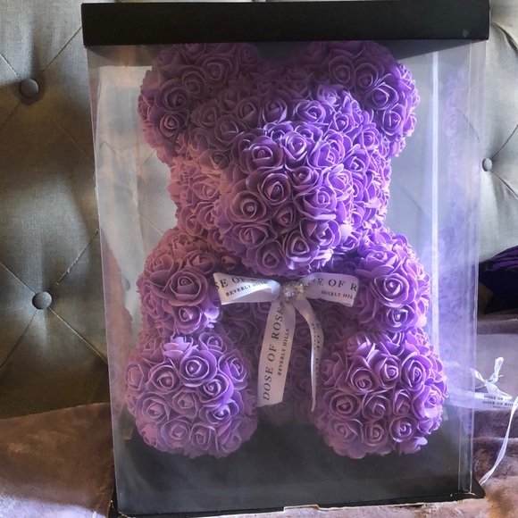 DOSE OF ROSES PURPLE ROSE TEDDY BEAR - Picture 2 of 8